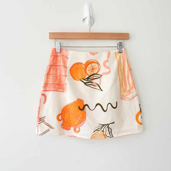 Sabo Skirt NWT Danica Amalfi Aperol Italian Linen Blend Mini Skirt, Size XS - Picture 1 of 11
